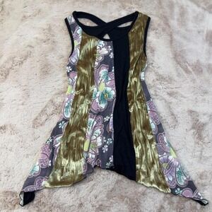 Japanese Flour Edge Asymmetrical Tank Top Floral Y2K Avant Garde Womens M
